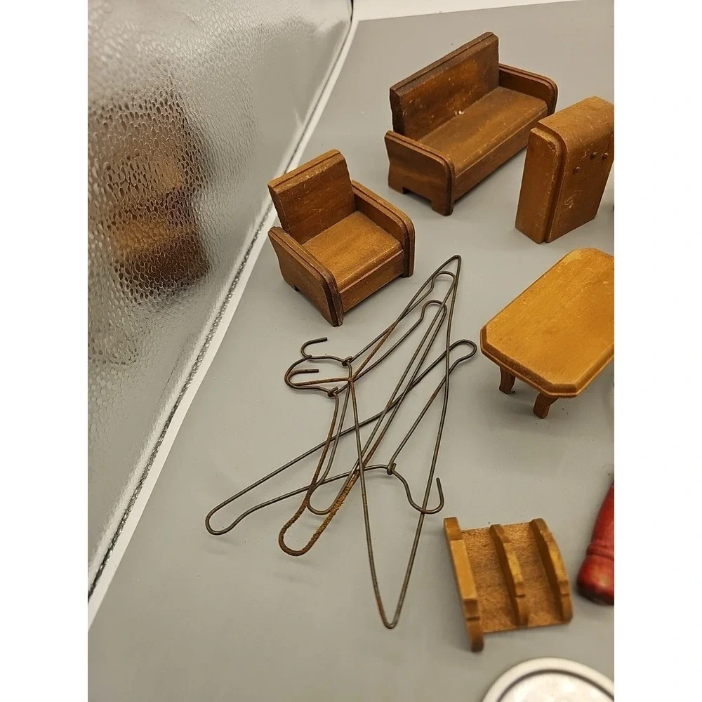 Lot Of 25‎ Vintage Wood Dollhouse Furniture For Crafting Tables Chairs Etc.